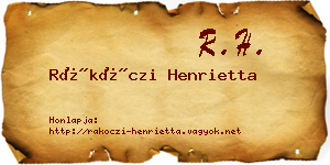 Rákóczi Henrietta névjegykártya